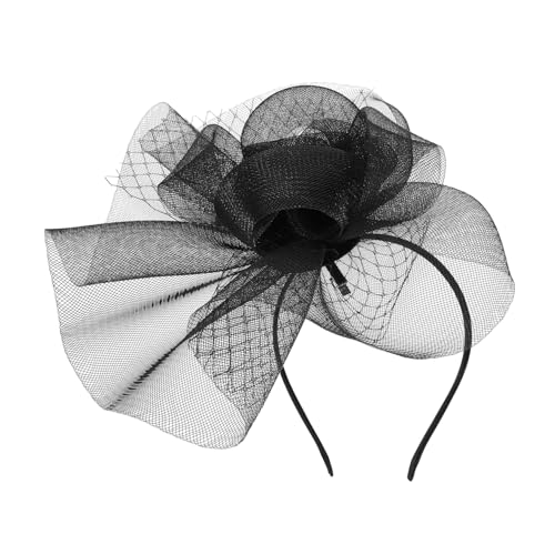 VALICLUD Schwarzes Mesh Fascinator Stirnband Für Damen Mehrzweck Kopfschmuck Braut Hochzeit Teeparty Accessoire Haardekoration von VALICLUD