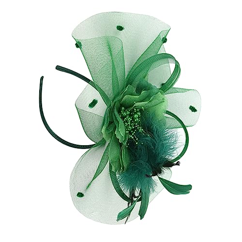 VALICLUD Mesh Haar Accessoires Stirnband Haarspangen Braut Haar Accessoires Für Frauen Stirnband Haar Topper Fascinator Reif Haarspange Floraler Reifen Dunkelgrün von VALICLUD