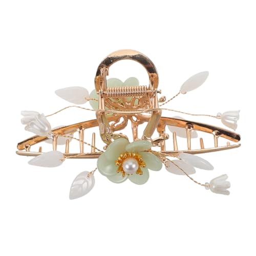 VALICLUD Metal Haarspange mit Perlenblüte Starker Dicker Haarklipp Vintage Inspiriert Vielseitiges Styling für Damen und Mädchen Blumenmuster für Sommer und Festtagsfrisuren von VALICLUD