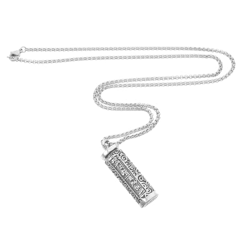 VALICLUD Metallflaschenanhänger Mit Aschebehälter Leerer Röhrenhalskette Schmuck Aus Metall Mit Eingravierten Sechs Wahren Worten Buddha-anhänger Für Männer Und Frauen Für Aufbewahrung Und von VALICLUD