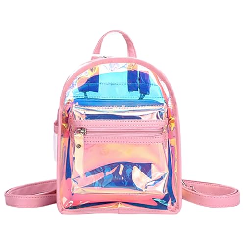 VALICLUD Metallic Iridescent Rucksack Für Damen Transparente Leichte Schulranzen Für Teenager Mit Mehreren Fächern Modischer Multifunktionaler Jelly Backpack von VALICLUD