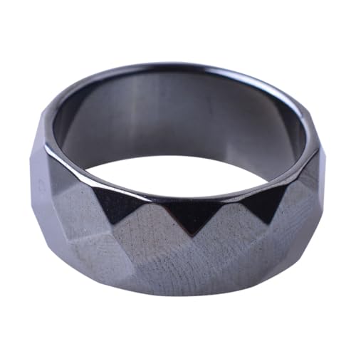 VALICLUD Meteorit Herrenring Breit Multi facet aus Schwarzem Edelstahl Modisch Langlebig Komfortabel als Hochzeitsband Verlobungsring Geschenk für Freunde von VALICLUD