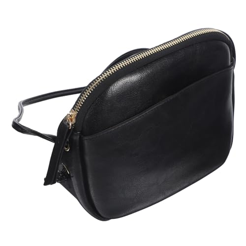 VALICLUD Mini Damen Umhängetasche aus PU Material Retro Muschel Design Kompakte Crossbody Bag mit Großem Fassungsvermögen Leichte Schultertasche für Alltag und Freizeit Schwarz von VALICLUD