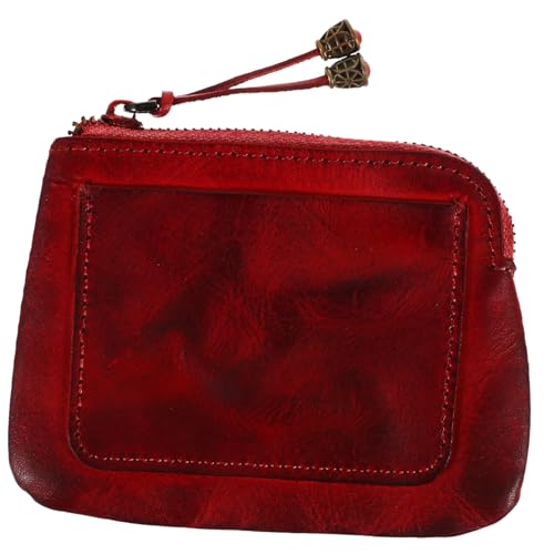 VALICLUD Münzbörse Aus Rindsleder Kleine Geldbörse Für Damen Retro-Design Mit Münzfach Tragbar Für Kleingeld Fahrkarten Und von VALICLUD