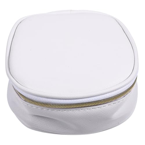 VALICLUD Mini Kosmetiktasche aus Echtem Leder Weiß Praktische Lippenstift Tasche mit Integriertem Spiegel Kompakte Make Up Organizer Tasche für Damen Unterwegs und Reisen von VALICLUD