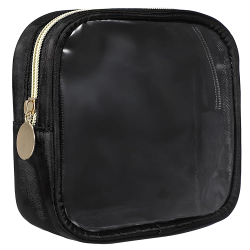 VALICLUD Mini-Kosmetiktasche kleine Make-up-Organizer-Tasche Fächer Klare Make-up-Taschen mit Reißverschluss Damen Schminktasche Organizer -Taschen für Reisen PVC Black von VALICLUD