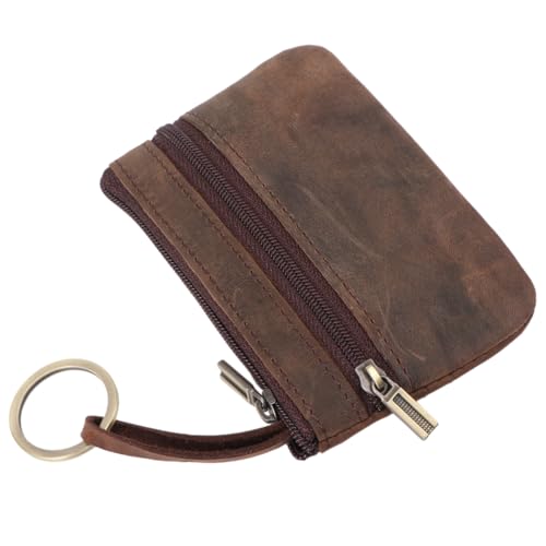 VALICLUD Mini Vintage Geldbörse Für Herren Praktisches Schlüssel Und Münz-etui Mit Reißverschluss Retro Portemonnaie Dunkelbraun Für Karten Bargeld Kleingeld Langlebiges Design Für von VALICLUD