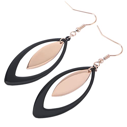 VALICLUD Mode Frauen Ohrtropfen doppelt Trendy ohrringe Blatt-Ohrtropfen Ohrhaken aus Titanstahl Frauen Ohrring Schmuck Ohrhänger Black VALICLUD Mode Frauen Ohrtropfen doppelt Trendy ohrringe Blatt-Ohrtropfen Ohrhaken aus Titanstahl Frauen Ohrring Schmuck Ohrhänger Black von VALICLUD