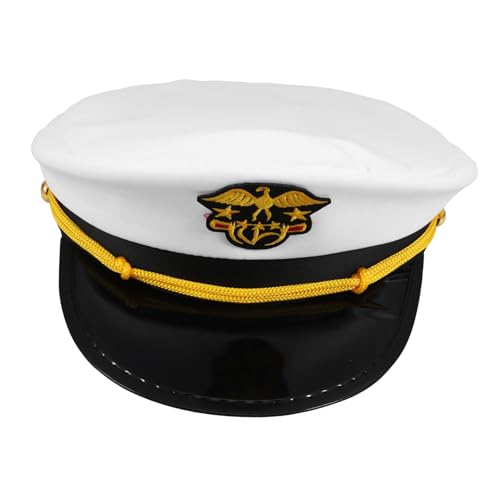 VALICLUD Matrosenmütze Flach Für Herren Yacht-kapitänshut Piraten-kostümzubehör Sommer-bootshüte Atmungsaktiv Party-accessoire Kopfumfang von VALICLUD