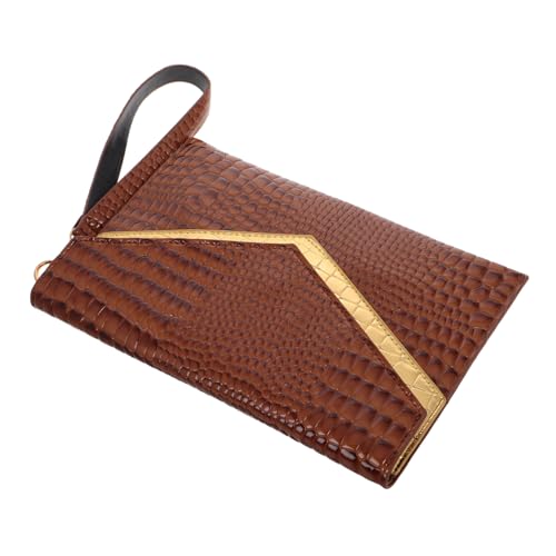 VALICLUD Modische Damen Envelope Clutch Handtasche aus PU Material mit Retro Krokodilprägung Leichte Abendtasche für Freizeit und Büro Stilvolle Handgelenktasche in Braun für Vielseitigen von VALICLUD