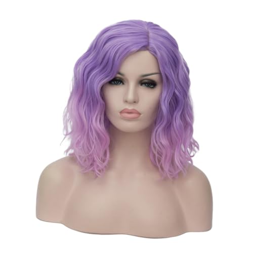 VALICLUD Modische Damen Perücke Kurz Lockig Gradient Farbverlauf Cosplay Haarteil Atmungsaktiv Reißfest Alltag Party Halloween von VALICLUD