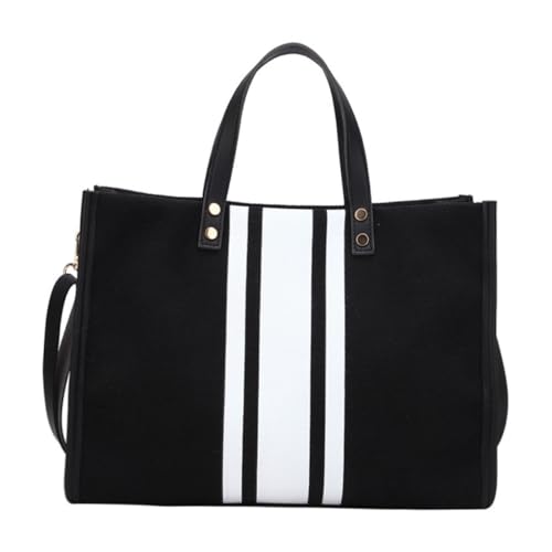 VALICLUD Modische Damen Tote Bag mit Verstellbarem Schulterriemen Große Kapazität Robuster Reißverschluss Strapazierfähiges Material Vielseitige Schwarze Handtasche für Freizeit und Alltag von VALICLUD