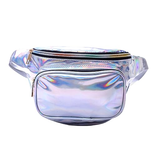 VALICLUD Modische Pailletten-umhängetasche für Damen Reflektierende Hüfttasche Aus Pu-Leder Crossbody-gürteltasche Outdoor-gürteltasche Großes Fassungsvermögen Silber von VALICLUD