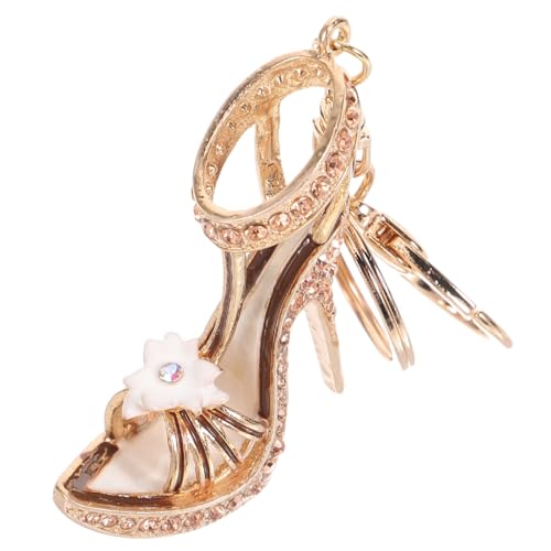 VALICLUD Modischer High Heel Schlüsselanhänger mit Strasssteinen Metallischer Schuhanhänger Langlebiger Handtaschen Charm Kreatives für Damen Braune Farbe Dekorativer Schlüsselring von VALICLUD