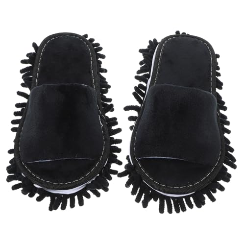 VALICLUD Mopp Hausschuhe Damen Waschbar Rutsch Bodenreinigung Pantoffeln mit Zehenöffnung Komfortable Staubwisch Slipper für Haushalt Winter von VALICLUD