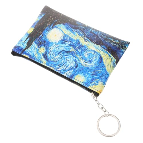 VALICLUD Zipper Geldbörse Pu- Kleines Münzfach Mit Schlüsselring Damen Geldbeutel Im Van Ölmalerei Design Praktische Und Stilvolle Münztasche Für Alltag von VALICLUD