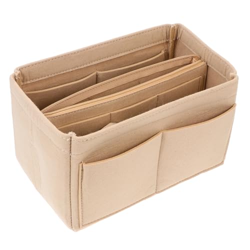 VALICLUD Multifunktionale Filztasche Kosmetiktasche mit Fächern Leicht Kratzfest Kompakt Großer Stauraum Vielseitig für Make Up Schreibwaren und Kleine Alltagsgegenstände Tragbar Beige von VALICLUD