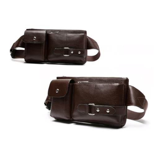 VALICLUD Multifunktionale Herren Brusttasche aus PU Material Vintage Design Leichte Umhängetasche für Outdoor Reisen Wandern Fahrradfahren Freizeit Braune Bauchtasche mit Großem Stauraum von VALICLUD