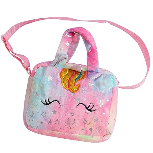 VALICLUD Einhorn-plüschtasche Mit Verstellbarem Schultergurt Leicht Und Farbenfroh Dekorative Cartoon-Tasche Für Mädchen Aufbewahrungstasche Mit Robustem Reißverschluss von VALICLUD