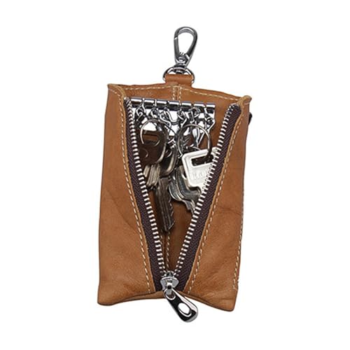 VALICLUD Multifunktionales Autoschlüssel Etui aus Strapazierfähigem PU mit Reißverschluss Münzfach und Kartenfächern Kompakte Schlüsselhalter Tasche für Damen und Herren Gelb von VALICLUD