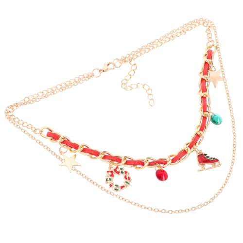 VALICLUD Multilayer Weihnachtskette Damen mit Schneemann und Candy Cane Anhänger Langlebige Zinklegierung Halskette Schmuck für Festliche Anlässe zu Weihnachten von VALICLUD