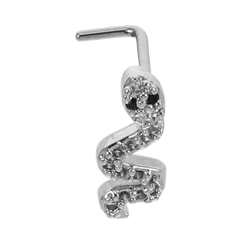 VALICLUD Nasenpiercing Schlange Form Septum Clicker mit Zirkonia Sicherer Sitz Robustes Piercing Schmuck für Damen und Herren Stylisches Nasenring Accessoire von VALICLUD