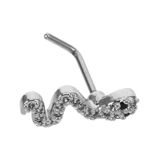 VALICLUD Nasenpiercing Schlange Form mit Zirkonia Sicherer Sitz Langlebig Stilvoller Nasenring Schmuck für Damen Vielseitig für Täglichen Gebrauch Hautfreundlich Stahlfarben von VALICLUD