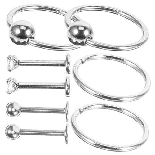 VALICLUD Nasenringe Damen Edelstahl Leicht Rostfrei Hautfreundlich Nasenschmuck ohne Stechen für Alltag Party Modische Nasenhoops und Ohrringe Silberfarben von VALICLUD