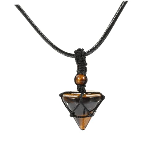 VALICLUD Natürliches Tigerauge Anhänger Halskette Robustes Edelstein Schmuckstück Geflochtenes Seil Handgefertigt für Damen für DIY Schmuckherstellung und Personalisierte Geschenke von VALICLUD