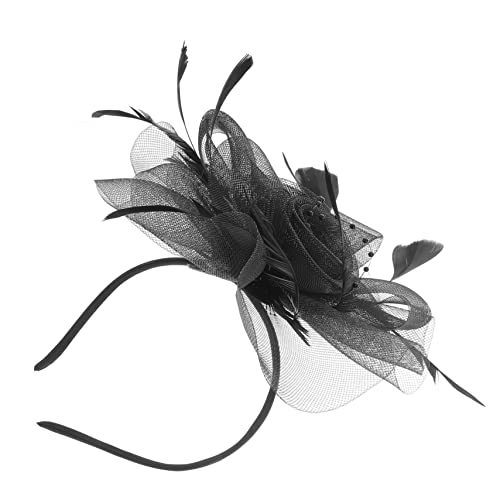 VALICLUD Netz Feder Haarschmuck Fedora-hut Frauen Hochzeit Damen Sonnenhüte Braut Clip Für Tea-party-hüte Dekorationen Farbschleier-stirnband Partyhut Tiara Elegant Kleid Gittergewebe Black von VALICLUD