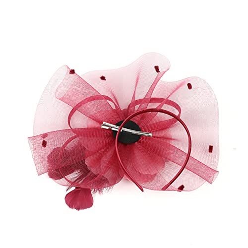 VALICLUD Netz Feder Haarschmuck Haarspange Braut Stirnband Rot von VALICLUD
