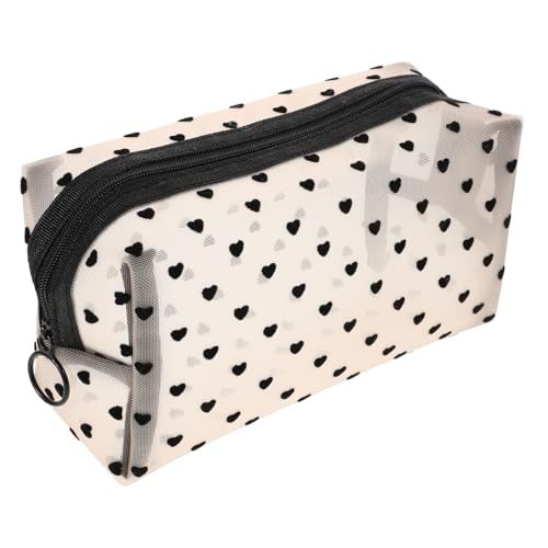 VALICLUD Netz-Kosmetiktasche Mit Herz- Reißverschluss Reise-Organizer Aufbewahrungstasche Tragbare Kulturtasche Für Reisen Und Alltag von VALICLUD