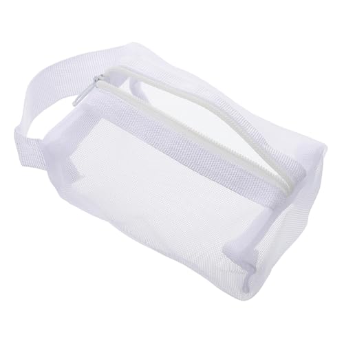 VALICLUD Netz Make up Tasche Mit Reißverschluss Tragbarer Kosmetik Organizer Für Frauen Atmungsaktive Aufbewahrungstasche Klein Weiß Für Lippenstifte Und Pinsel von VALICLUD