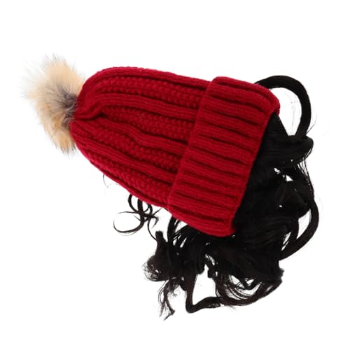 VALICLUD Neuartige Strickmützen Für Damen Beanie-perückenmütze Mit Haarverlängerung Süße Mütze Für Winter Mützen Mit Haaren Für Unisex Lustige Pullovermütze Für Partys von VALICLUD