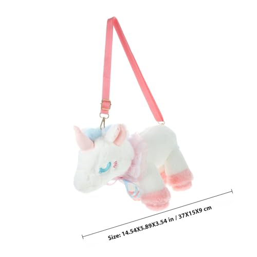 VALICLUD Niedliche Einhorn Umhängetasche Damen Plüsch Mini Crossbody Bag Cartoon Design für Alltag Shopping Party Strand Kleine Handtasche von VALICLUD