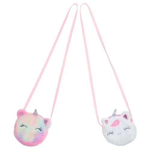 VALICLUD 2stücke Einhorn-plüsch-münzbeutel Cartoon-umhängetasche Für Mädchen Leichte Schultertasche Für Outdoor-aktivitäten Für Reisen Und Shopping von VALICLUD