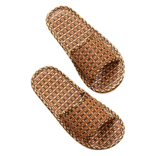 VALICLUD Nordische Hausschuhe Damen Herren Geflochtene Rattangras Slipper Leicht Atmungsaktiv Sommer Indoor Outdoor Wohnzimmer Strand Pantoletten von VALICLUD