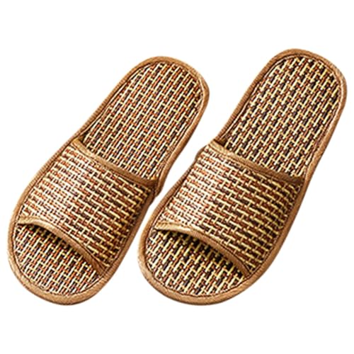 VALICLUD Nordische Rattan Gras Hausschuhe Geflochtene Indoor Slipper für Damen und Herren Leicht Atmungsaktiv Sommer Hausschuhe Gästeschuhe in Naturfarben Bequeme Sommerschuhe für Zuhause von VALICLUD