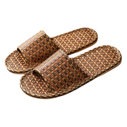 VALICLUD Nordische Rattanslipper mit Sohle Atmungsaktive Sommer Hausschuhe für Damen und Herren Leichte Indoor Slipper aus Geflochtenem Gras Kühlende Offene Pantoletten für Zuhause und von VALICLUD