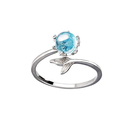 VALICLUD eleganter Öffnungsring Edelsteinringe blauer Kristall Paare Ringe Mädchen Ringe blaue Ringe Ozeanschmuck Öffnungsring für Frauen Fingerring Schmuck Anmut Schwenkring Fräulein Weiß von VALICLUD