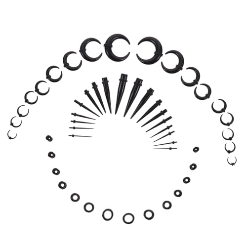 VALICLUD Ohr Tunnel Spitz Ohrloch Stecher Expander Schmuck für Männer Frauen Schwarz Leicht Tragbar Hautverträglich von VALICLUD