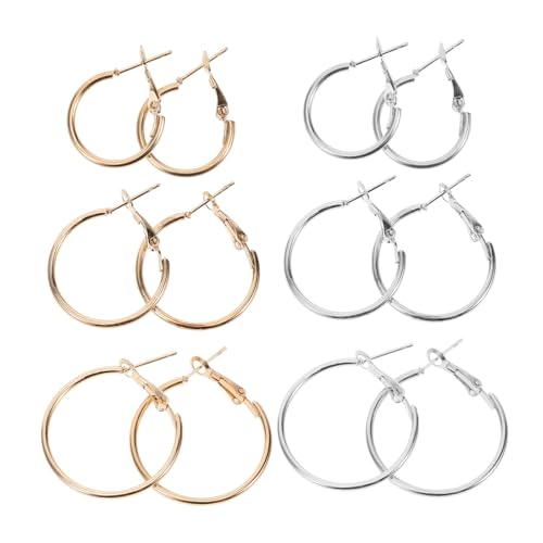 VALICLUD 6stücke Runde Große Ohrringe Minimalistisch Für Damen Creolen Modeschmuck Baumelnd Ohr Hoops Statement Ohrringe Damenohrringe von VALICLUD