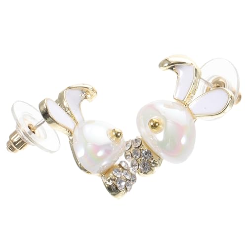 VALICLUD Ohrstecker Damen Perlen Hasenohrringe Frühlings design Schmuck Bunny Ohrschmuck Elegant Geschenkidee für Frauen von VALICLUD