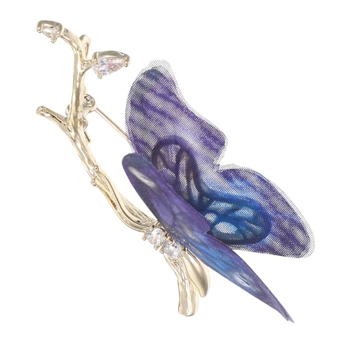 VALICLUD Organza Schmetterling Brosche mit Strassstein Leichter Eleganter Anstecker für Damen Vielseitig als Schal Jackenclip Funkelndes Modeaccessoire für Kleider und Festtagsoutfits von VALICLUD
