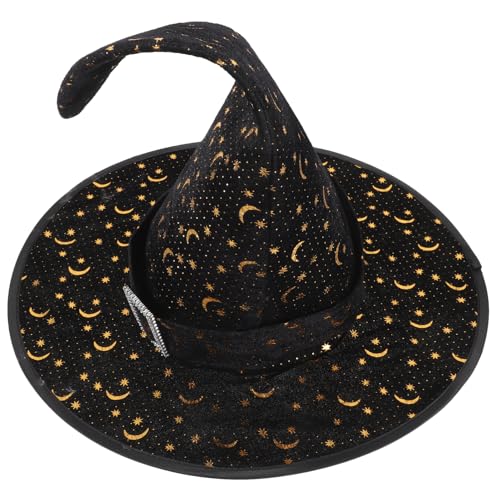 VALICLUD Outdoor Halloween Hexenhut Mit Sternen-mond-muster Faltbare Kopfbedeckung Für Halloween-feiern Kostüm-accessoire Für Damen Und Herren Für Kostümpartys Und Rollenspiele von VALICLUD