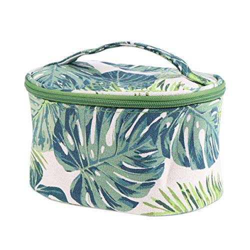 VALICLUD Ovale Kosmetiktasche Tragbare Reise Kulturbeutel aus Segeltuch mit Tropischem Monstera Druck Multifunktionale Make Up Tasche für Damen und Herren von VALICLUD