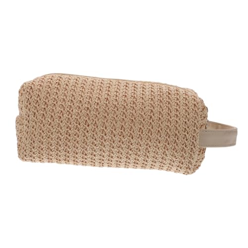 VALICLUD PP Strohtasche Damen Clutch Kosmetiktasche Tragbare Waschbeutel Sommer Reise Handtasche Groß Fassungsvermögen Khaki Bpa Frei von VALICLUD