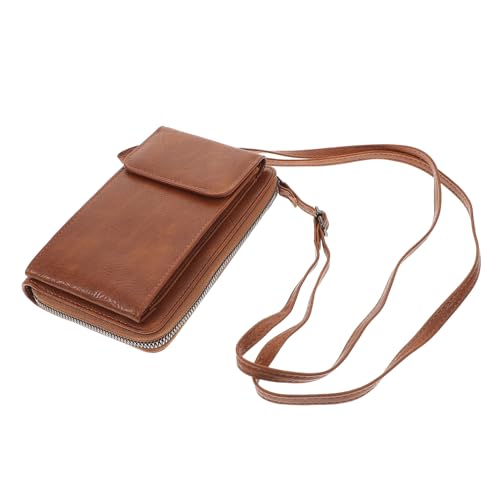 VALICLUD PU Damen Umhängetasche mit Verstellbarem Schultergurt Multifunktionale Handytasche und Geldbörse Kompakte Crossbody Bag für Alltag und Braun von VALICLUD