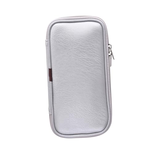 VALICLUD PU Leder Kosmetik Pinsel Tasche mit Reißverschluss Leichter Langlebiger Reise Make Up Pinselhalter Kompakt und Geräumig Silberner Kosmetikpinsel Organizer für Unterwegs und von VALICLUD