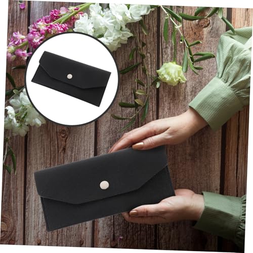 VALICLUD PU Leder Umschlag Geldbörse mit Trennblättern und Stickern Langlebig Wiederverwendbar Große Kapazität Praktisches Portemonnaie für Herren Outdoor Reisen Schwarzes Clutch Wallet von VALICLUD